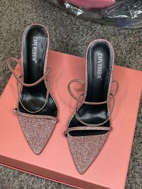Cape Robbin Glitter Heels | Pink Sparkle Pointed Toe | Size 8.5